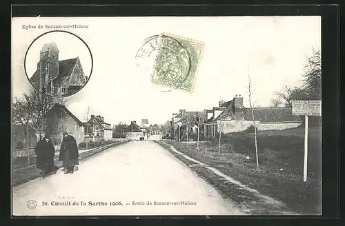 AK Sceaux-sur-Huisne, la Sortie et l'Eglise