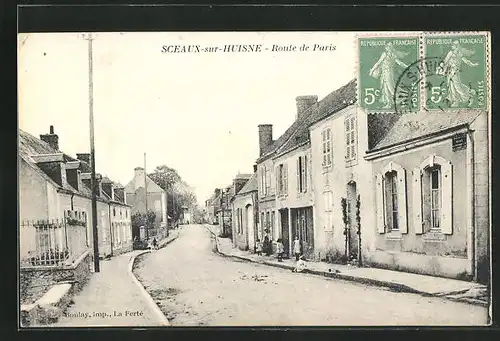 AK Sceaux-sur-Huisne, Route de Paris