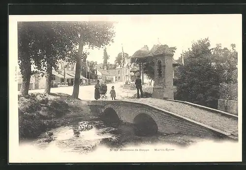 AK Martin-Eglise, Ortsansicht mit Brücke