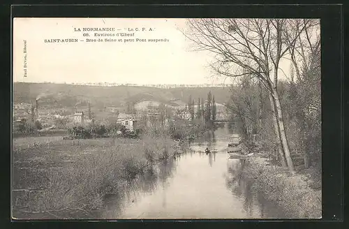 AK Saint-Aubin, Bras de Seine et petit Pont suspendu