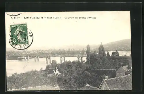 AK Saint-Aubin, Vue prise des Roches d'Orival et le Pont d'Orival