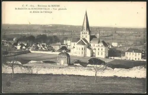 AK Saint-Martin-de-Boscherville, Vue générale et Abside de l'Abbaye