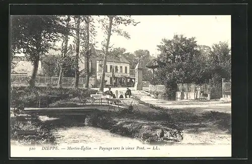 AK Martin-Église, Paysage vers le vieux Pont
