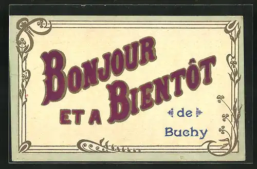 AK Buchy, Bonjour et a Bientot, Buchstaben in Samt