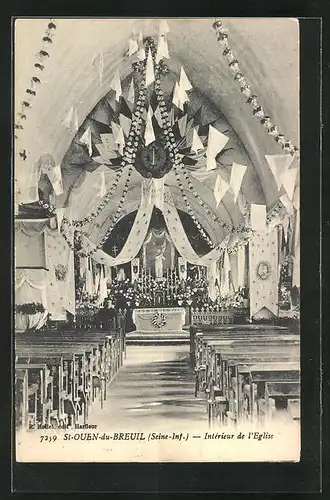 AK St-Ouen-du-Breuil, Intérieur de l`Eglise, Innenansicht der Kirche