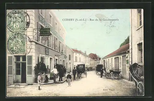 AK Cuisery, Hotel des Voyageurs, Rue de la Gendarmerie