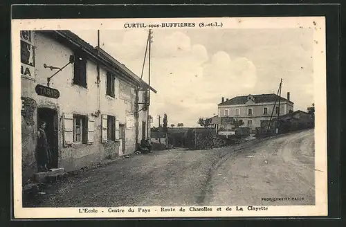 AK Curtil-sous-Buffières, L`Ecole, Centre du Pays, Route de Charolles et de La Clayette
