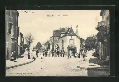 AK Chagny, Rue de Beaune, Strassenpartie