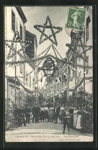 AK Charolles, Festival 1913, Rue Gambetta