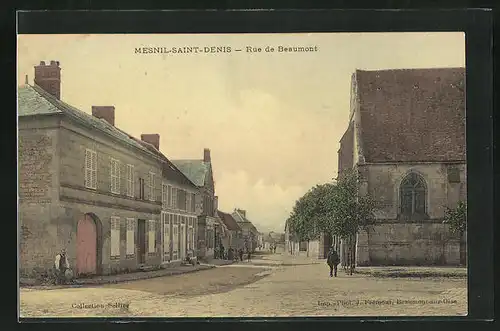 AK Mesnil-Saint-Denis, Rue de Beaumont, Strassenpartie