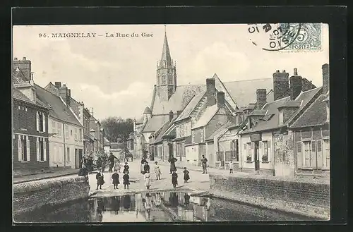 AK Maignelay, La Rue du Gué, Strassenpartie