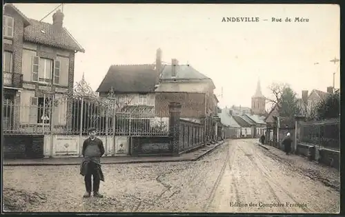 AK Andeville, Rue de Méru, Strassenpartie