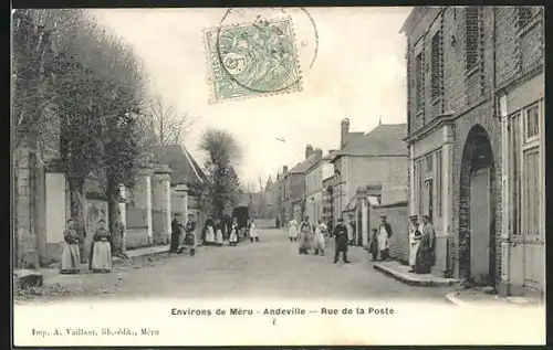 AK Andeville, Rue de la Poste, Strassenpartie