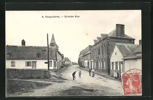 AK Feuquières, Grande Rue, Strassenpartie