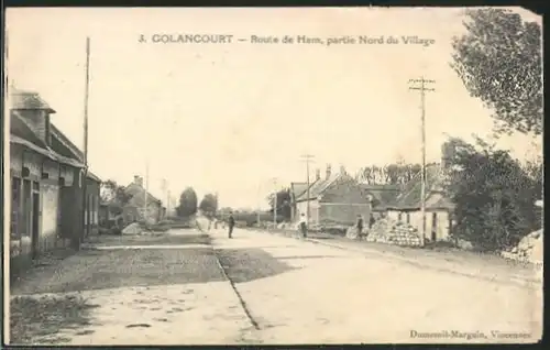 AK Golancourt, Route de Ham, Partie Nord du Village