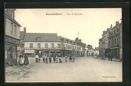 AK Grandvilliers, Rue de Beauvais, Strassenpartie