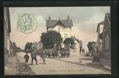 AK Méru, Rues de Beauvais et Lardieres