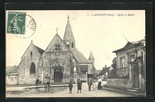 AK Cauvigny, Eglise et Mairie, Kirche und Rathaus
