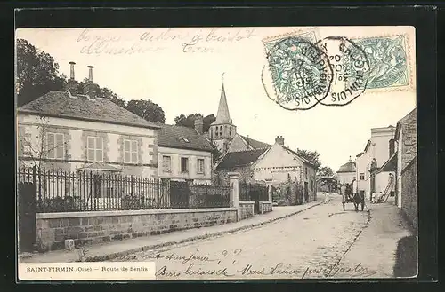 AK Saint-Firman, Route des Senlis, Maisons et Eglise