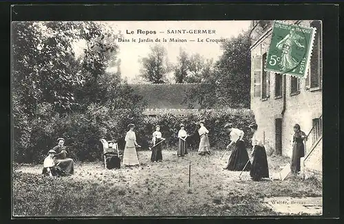 AK Saint-Germer, Dans le Jardin de la Maison, le Croquet