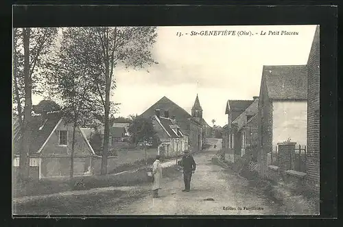 AK Ste-Genevieve, Le Petit Placeau, vue sur Maisons et Eglise
