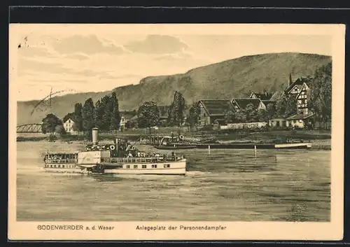 AK Bodenwerder a. d. Weser, Anlegeplatz der Personendampfer