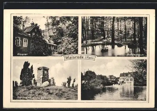 AK Walsrode, Ortsansicht, Bohlenbach, Kloster, Hermann Löns Denkmal