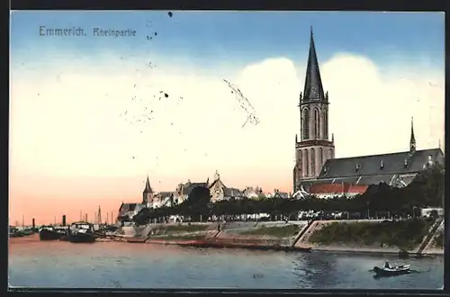 AK Emmerich, Rheinpartie mit Kirche