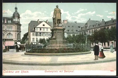 AK Koblenz, Goebenplatz mit Denkmal