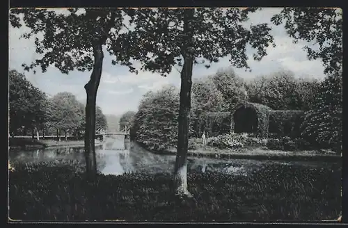AK Bremen, Bürgerpark, laubengang und Melchersbrücke