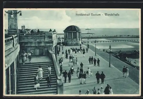 AK Nordseebad Borkum, Besucher an der Wandelhalle