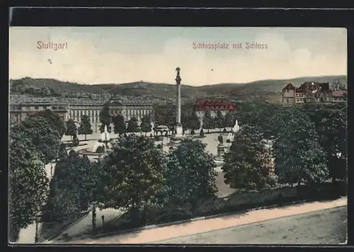 AK Stuttgart, Schlossplatz mit dem Schloss