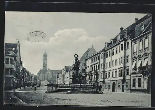 AK Augsburg, der Herkulesbrunnen