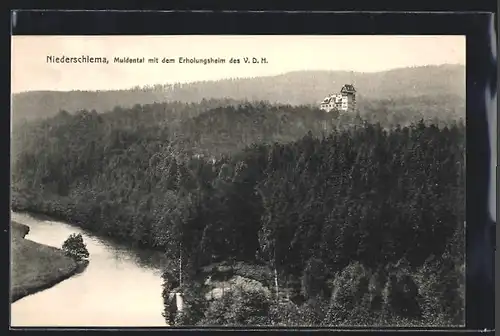 AK Niederschlema, Muldental mit dem Erholungsheim des V.D.H.