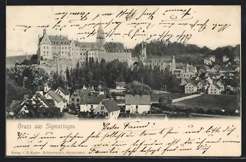 AK Sigmaringen, Blick auf das Schloss und die Stadt