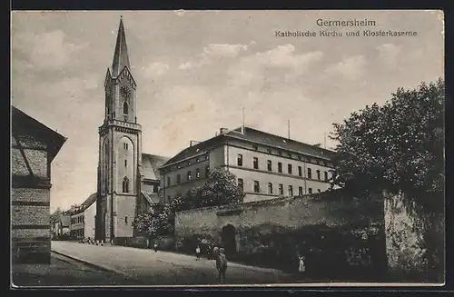 AK Germersheim, kath. Kirche mit Klosterkaserne