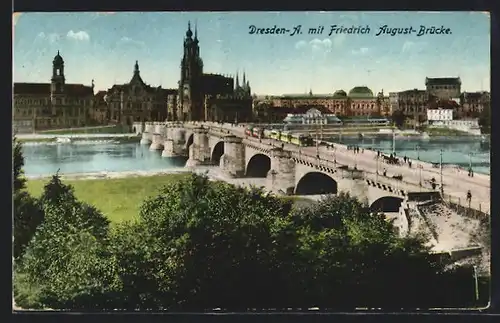 AK Dresden-A., Blick über die Friedrich August-Brücke