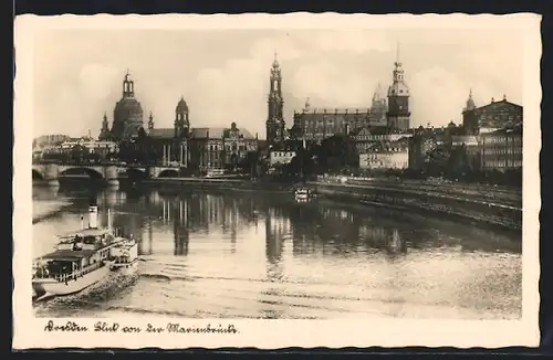 AK Dresden, Blick auf die Stadt von der Marienbrücke aus