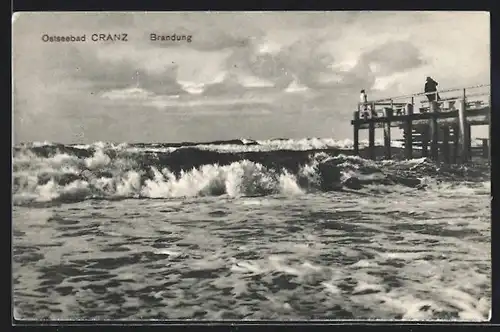 AK Ostseebad Cranz, Brandung