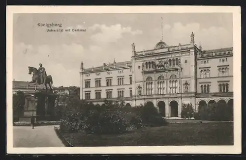 AK Königsberg i. Ostpr., Universität mit dem Denkmal