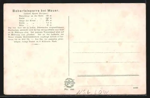 AK Mauer, Bobertalsperre mit Elektrizitätswerk