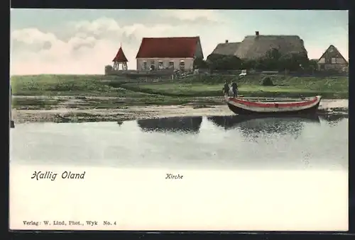 AK Hallig Oland, Ortspartie am Ufer