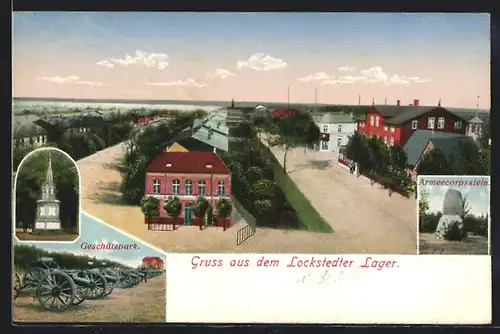 AK Lockstedter Lager, Panorama, Geschützpark, Armeecorpsstein