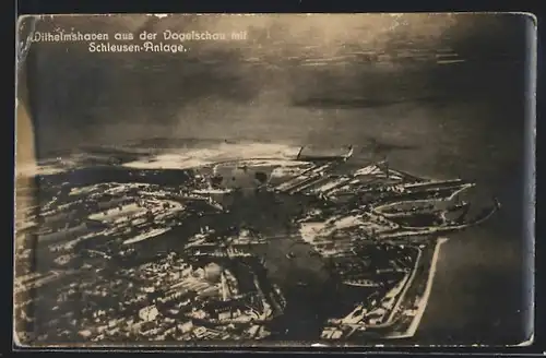 AK Wilhelmshaven, Ansicht aus der Vogelschau mit Schleusenanlage