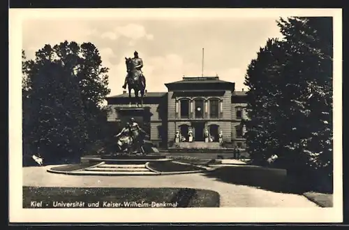 AK Kiel, Universität & Kaiser Wilhelm Denkmal