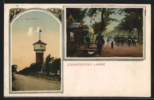 AK Lockstedter Lager, Einzug der Truppen, am Wasserturm
