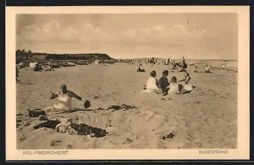 AK Kiel-Friedrichsort, Badestrand mit Besuchern