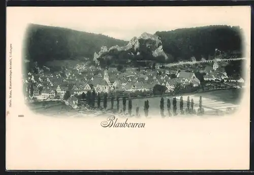 AK Blaubeuren, Ortsansicht aus der Vogelschau