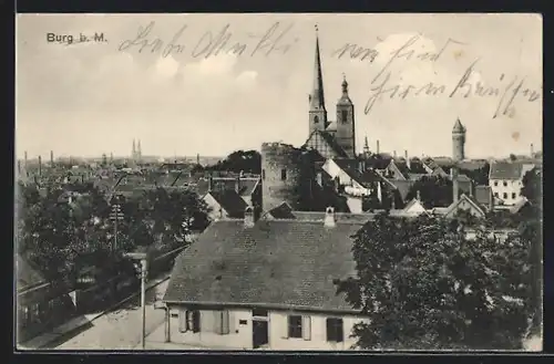 AK Burg b. M., Teilansicht aus der Vogelschau