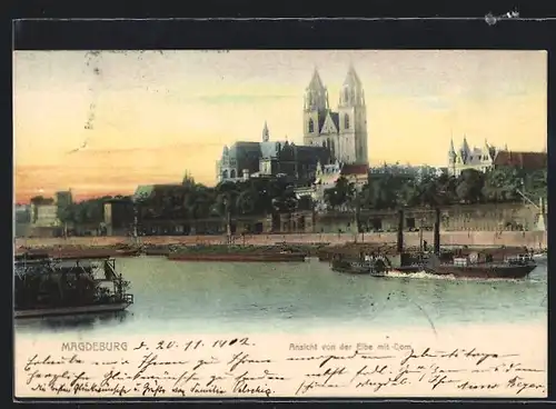 AK Magdeburg, Ansicht von der Elbe mit dem Dom